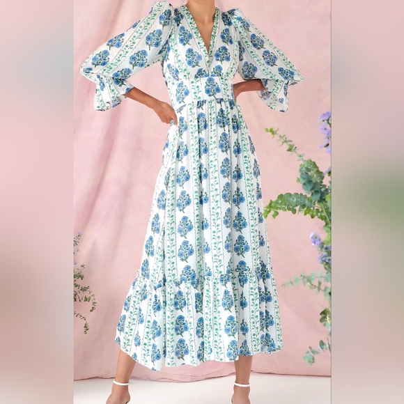 Neve & Noor Dresses & Skirts - Neve & Noor London Sophia Blue Floral Midi Dress NWT